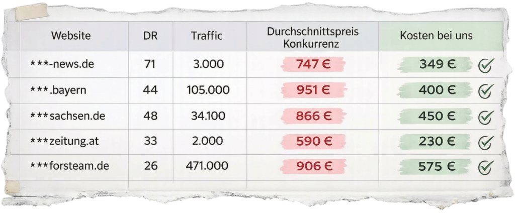 Backlink Kosten Linkseller gegenüber anderen Anbietern